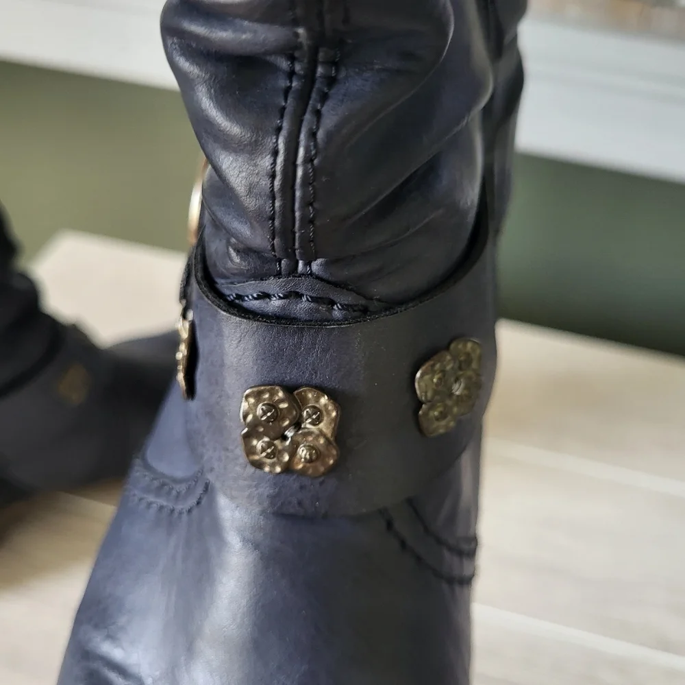 Rieker Women Peggy Blue Ankle Winter Boots Buckle‎ Side Zipper 5.5 US 36 EU